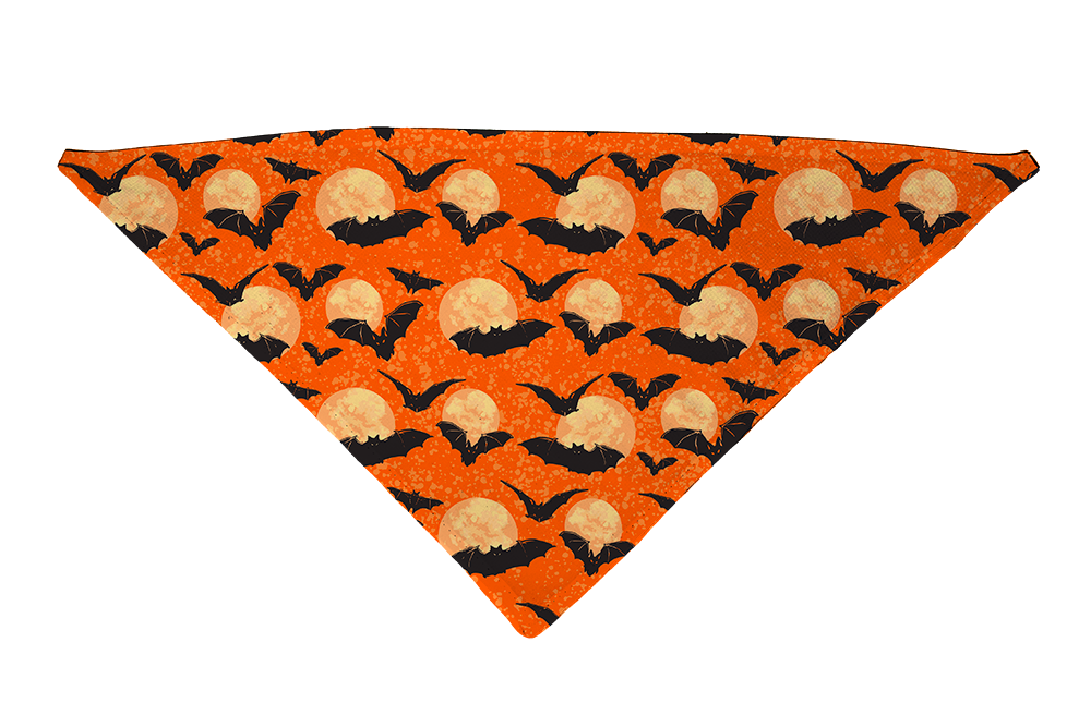 Moon Orange with Bats Dog Bandana