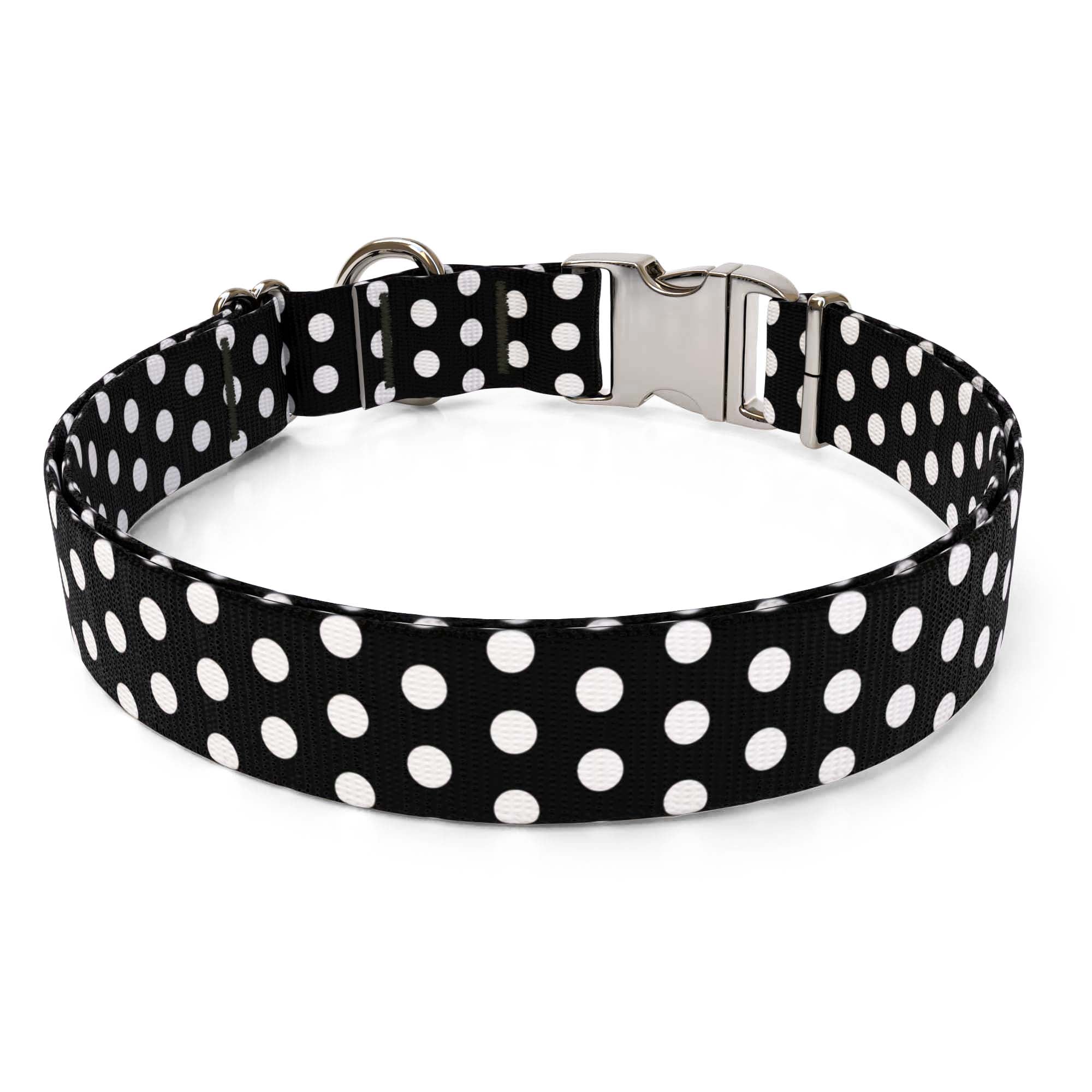 Black Polka Dot Sterling Premium Dog Collar