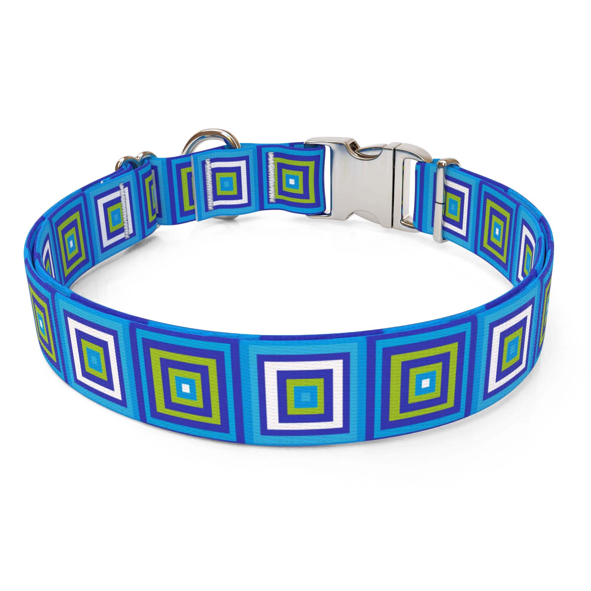 Blue Blocks Dog Collar