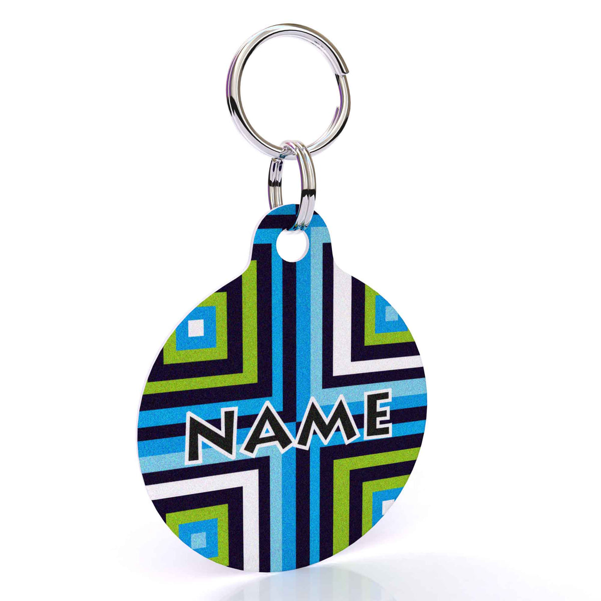 Blue Blocks HD Dog ID Tag