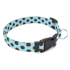 Blue and Brown Polka Dot Dog Collar