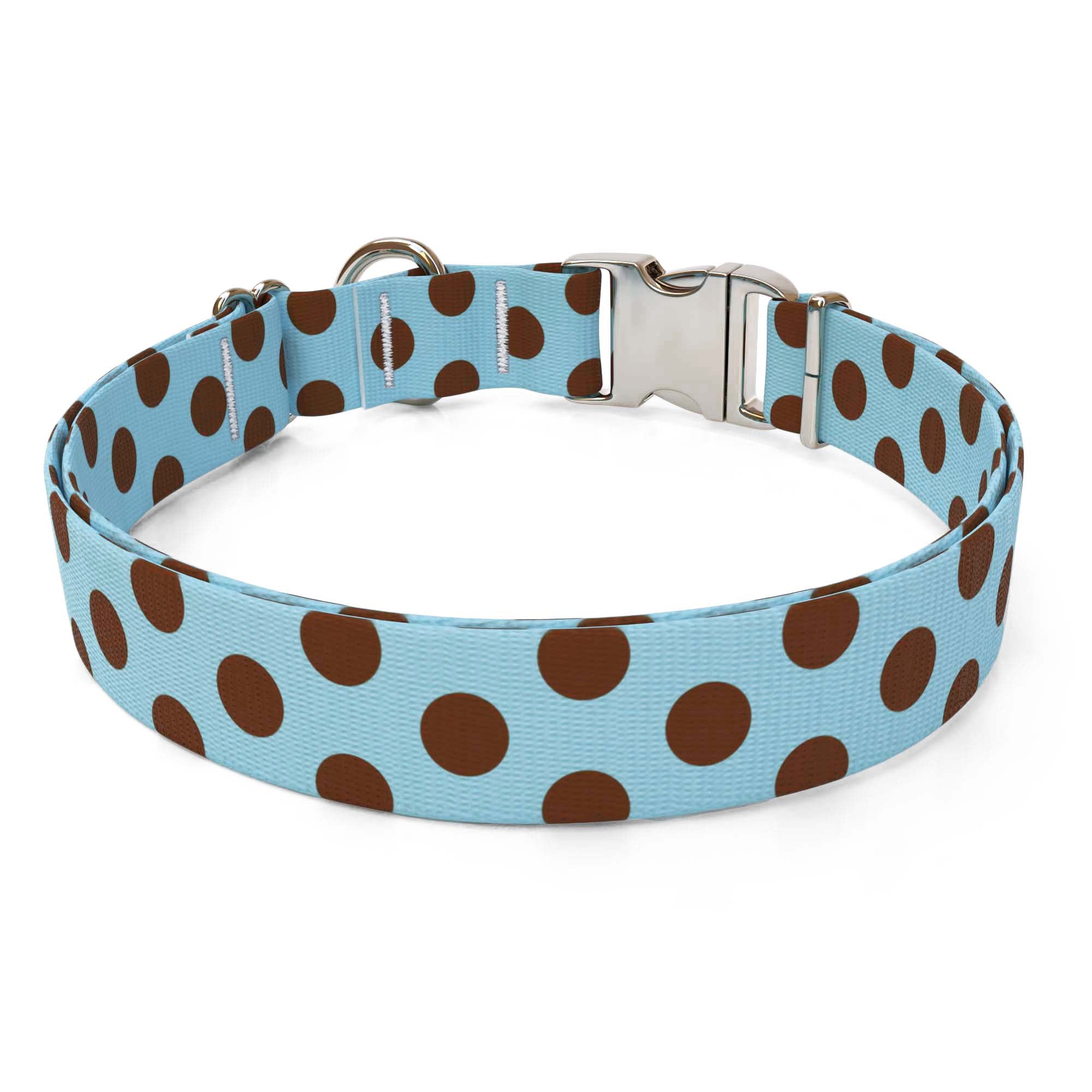 Blue and Brown Polka Dot Sterling Premium Dog Collar