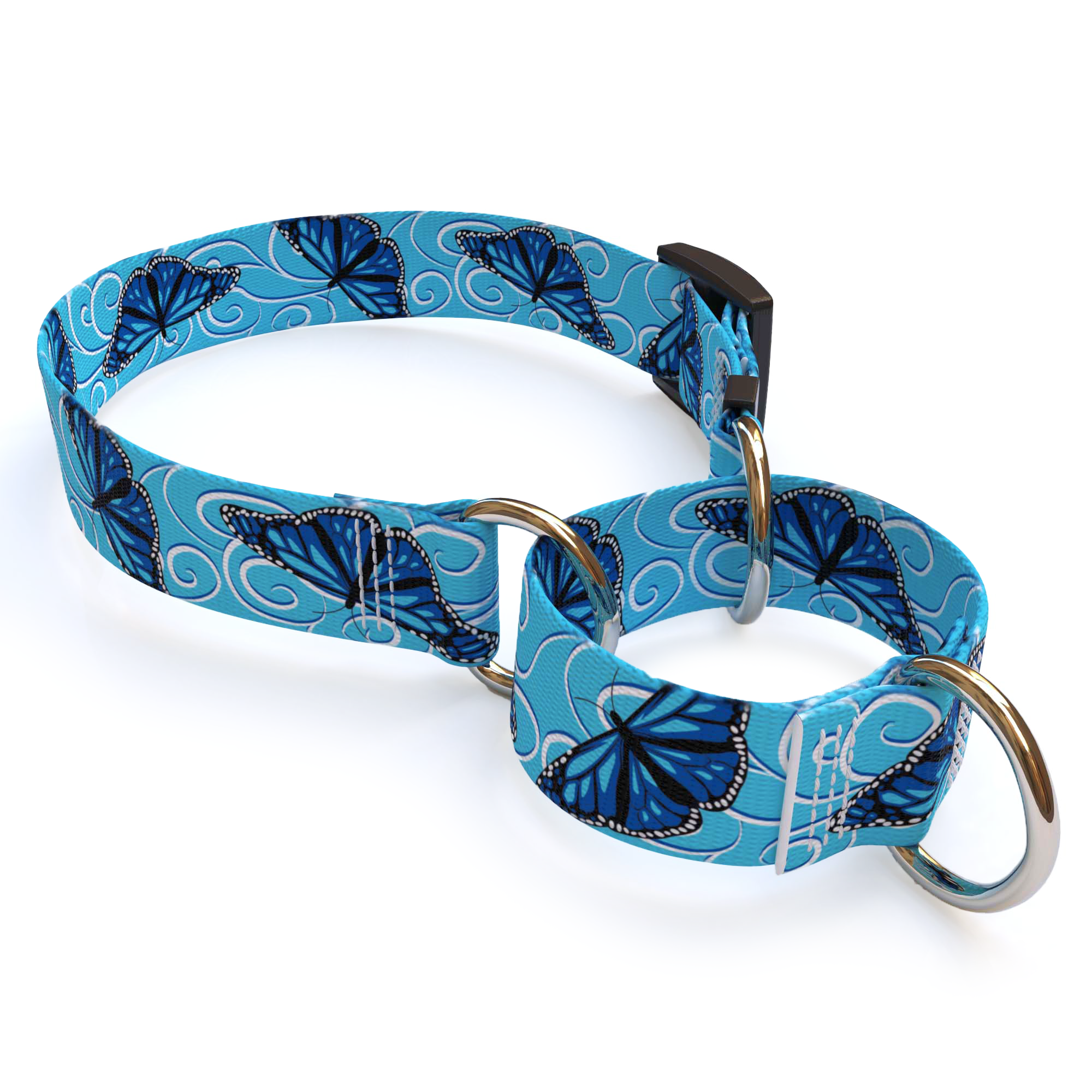 Blue Butterfly Swirl Dog Collar