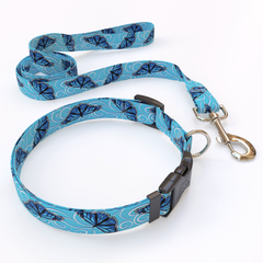 Blue Butterfly Swirl Dog Collar