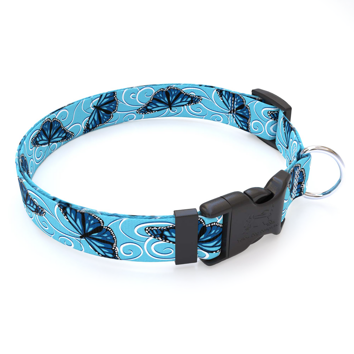 Blue Butterfly Swirl Dog Collar