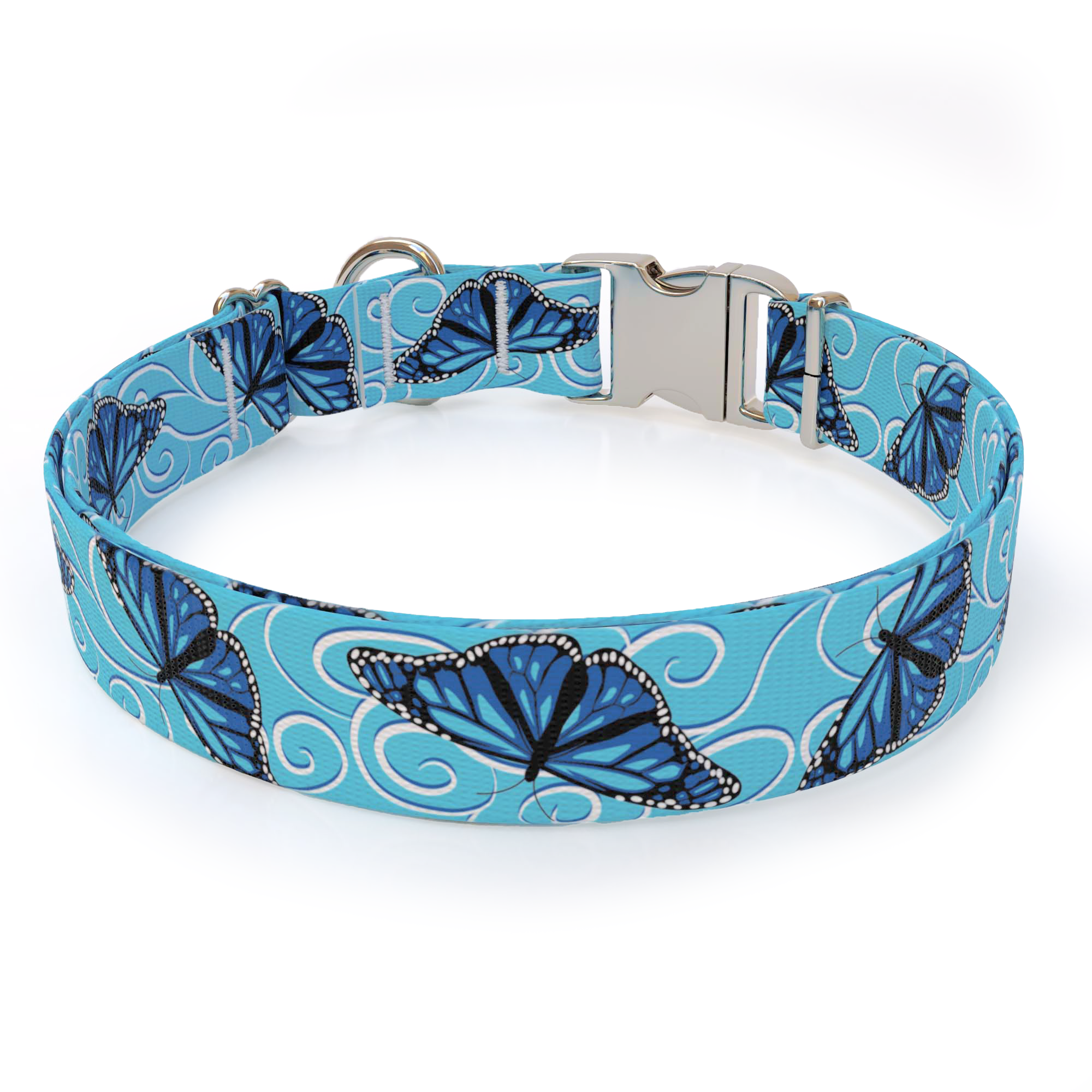 Blue Butterfly Swirl Dog Collar