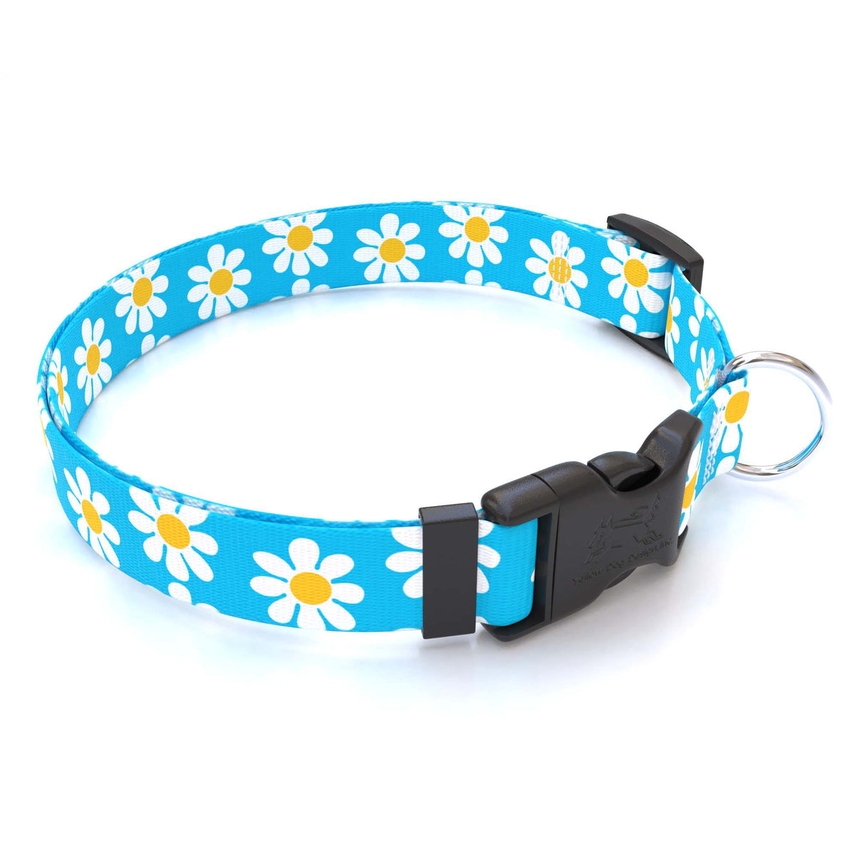 Personalized Blue Daisy Dog Collar