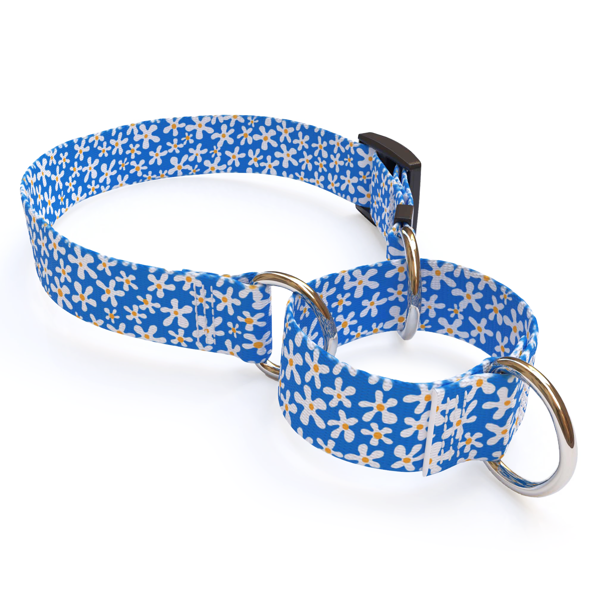 Blue Dancing Flower Dog Collar