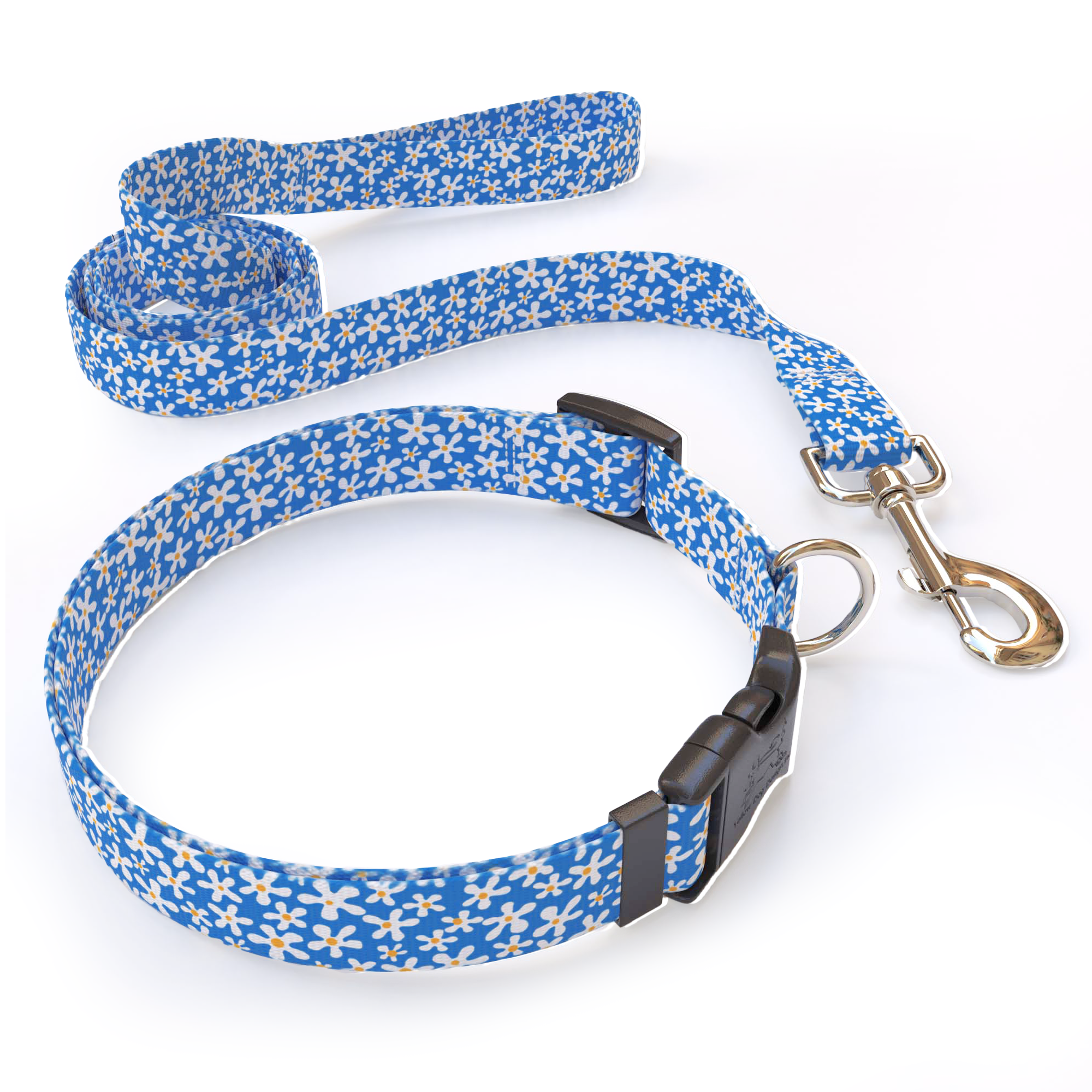 Blue Dancing Flower Dog Collar