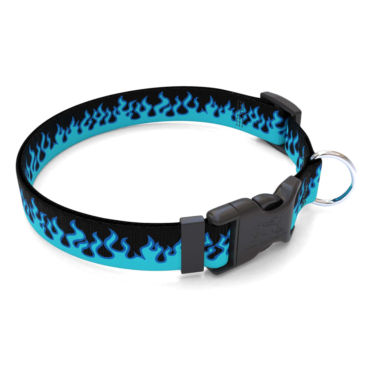 Personalized Blue Flames Dog Collar