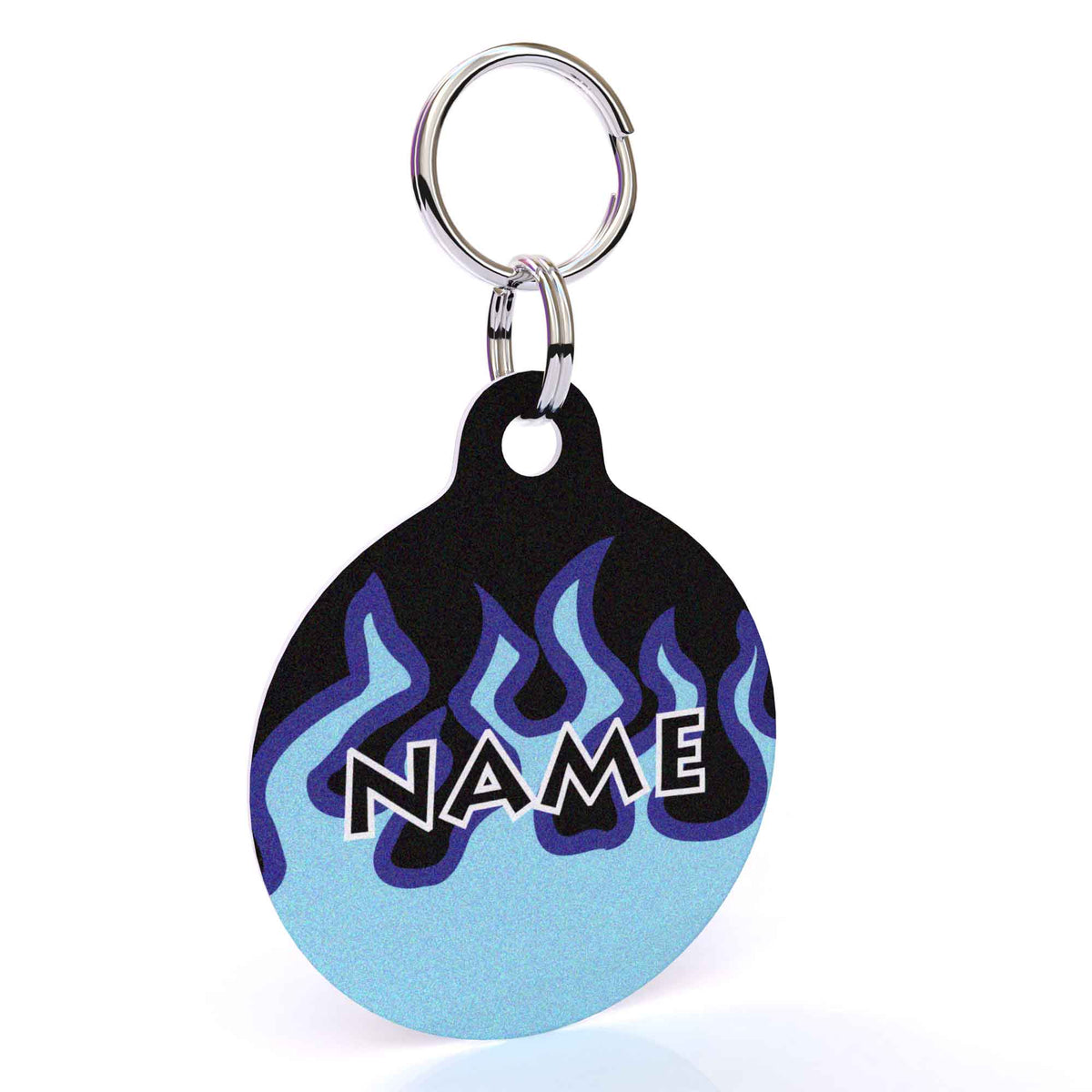 Blue Flames HD Dog ID Tag