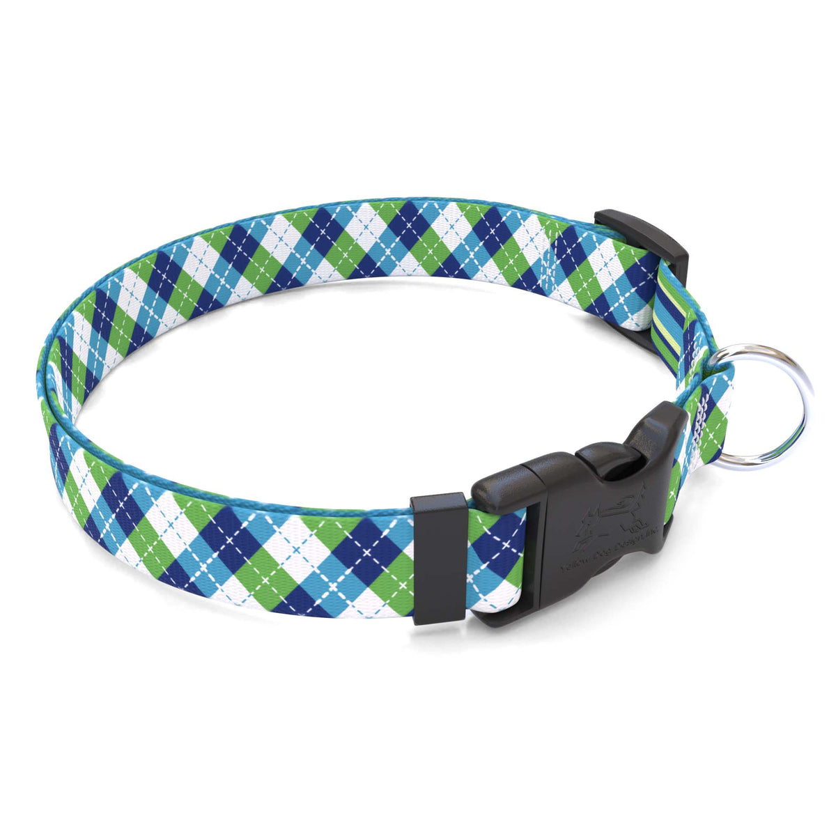 Blue and Green Argyle Dog Collar