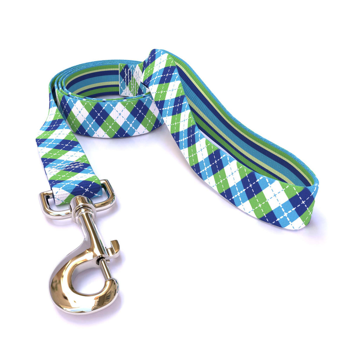 Blue and Green Argyle Dog Leash