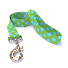 Green and Blue Polka Dot Dog Leash