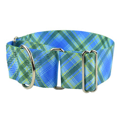 Blue Kilt Plaid  2″ Wide Martingale Dog Collar