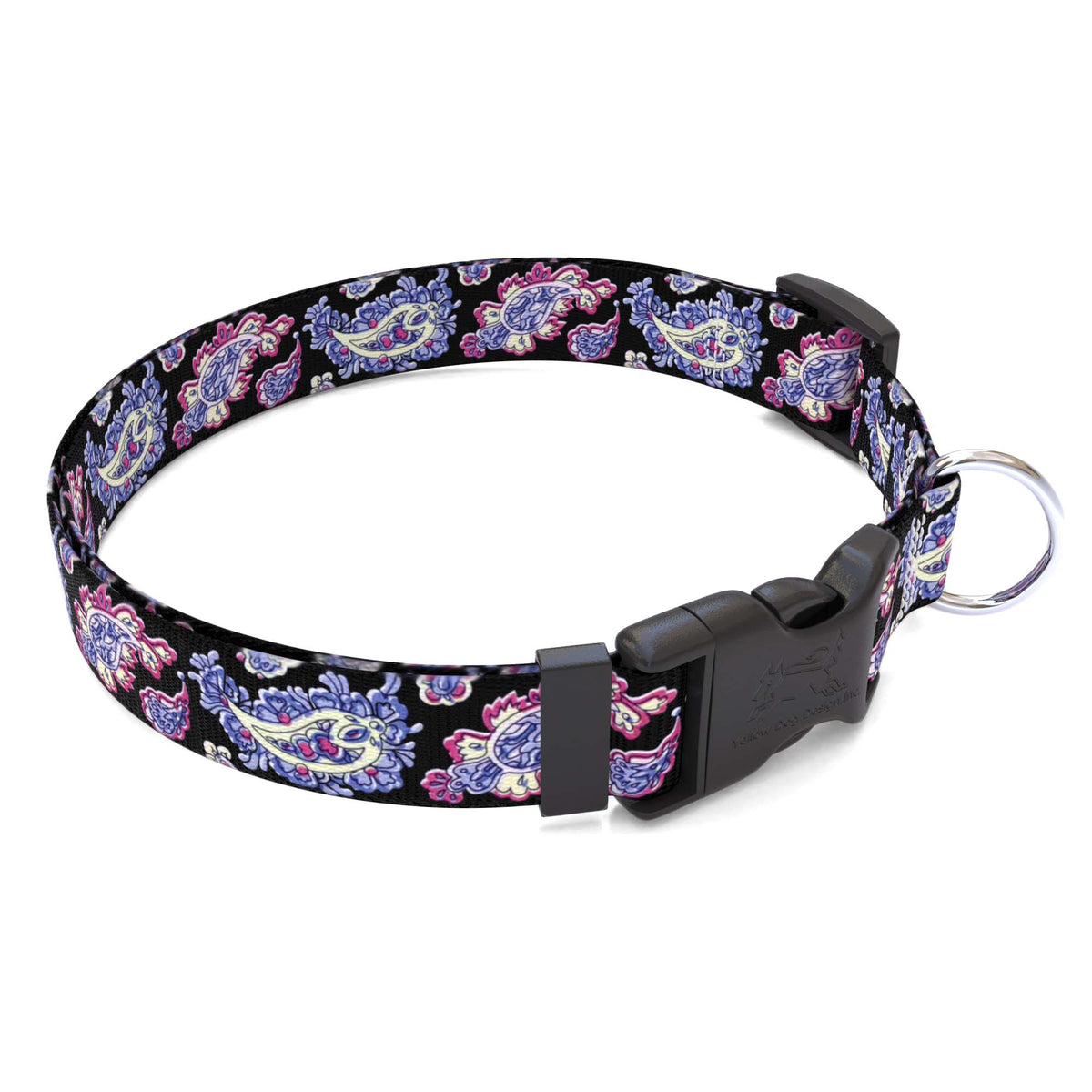 Black Bohemian Paisley Dog Collar