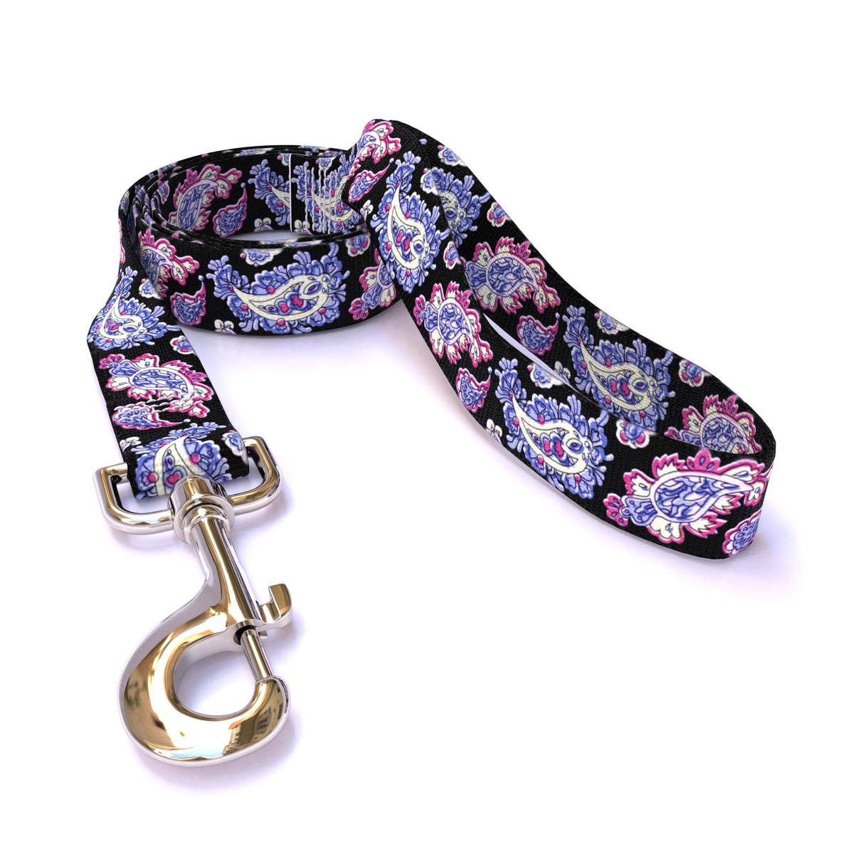 Black Bohemian Paisley Dog Leash