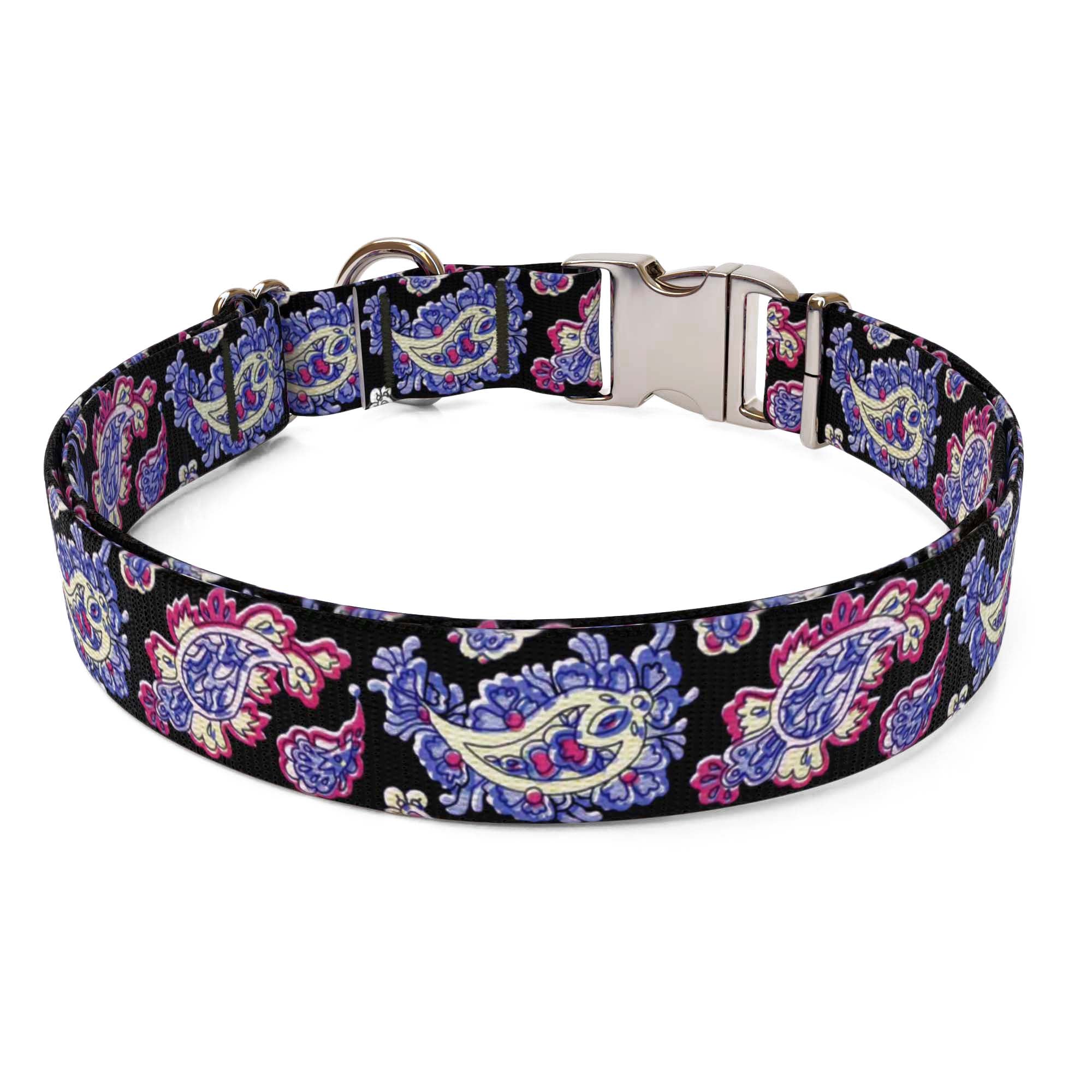 Black Bohemian Paisley Dog Collar