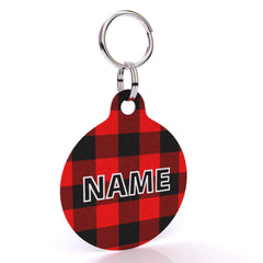 Buffalo Plaid Red HD Dog ID Tag