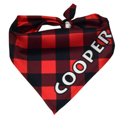 Personalized Buffalo Plaid Red Dog Bandana