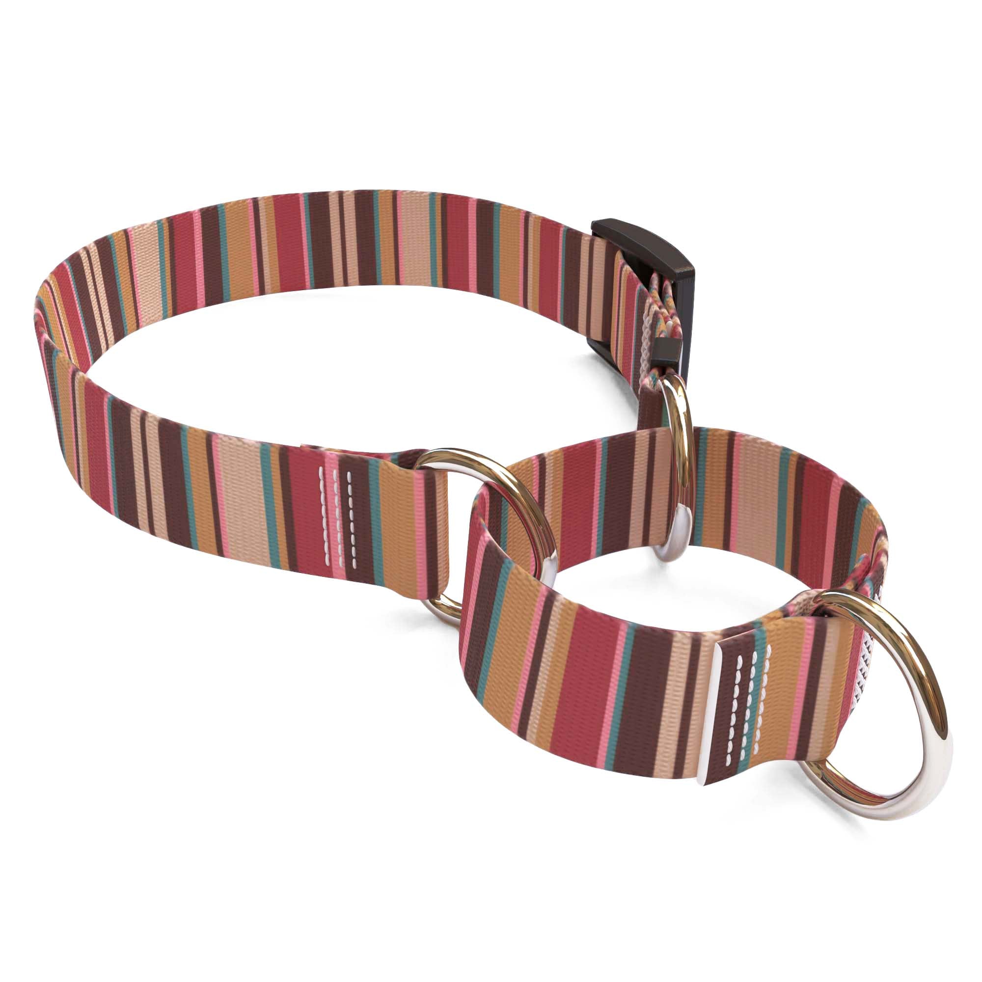 Burgundy Stripes Dog Collar