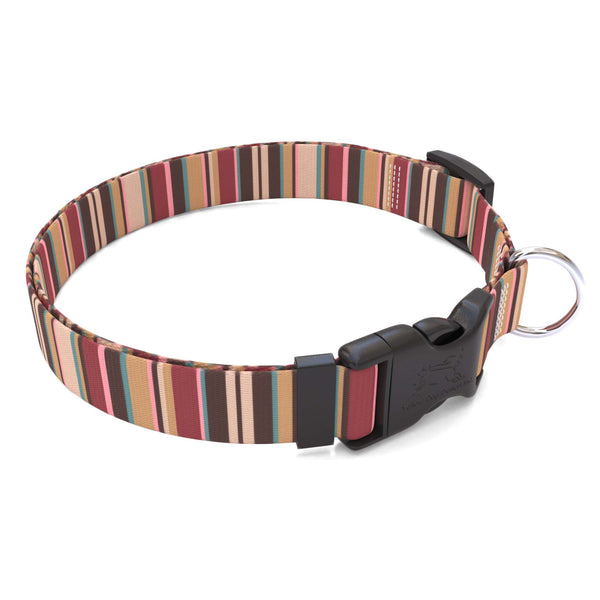 Burgundy Stripes Dog Collar Hot Dog Collars