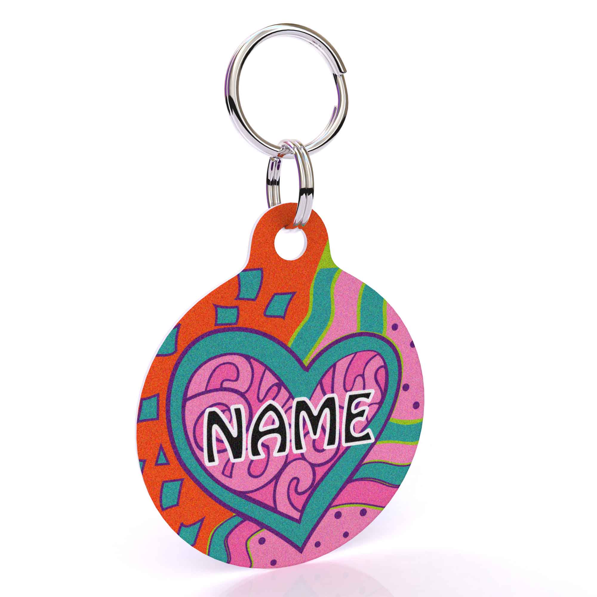 Crazy Hearts HD Dog ID Tag