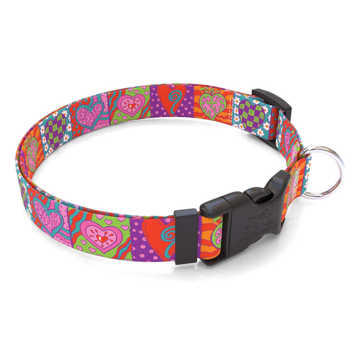 Personalized Crazy Hearts Dog Collar