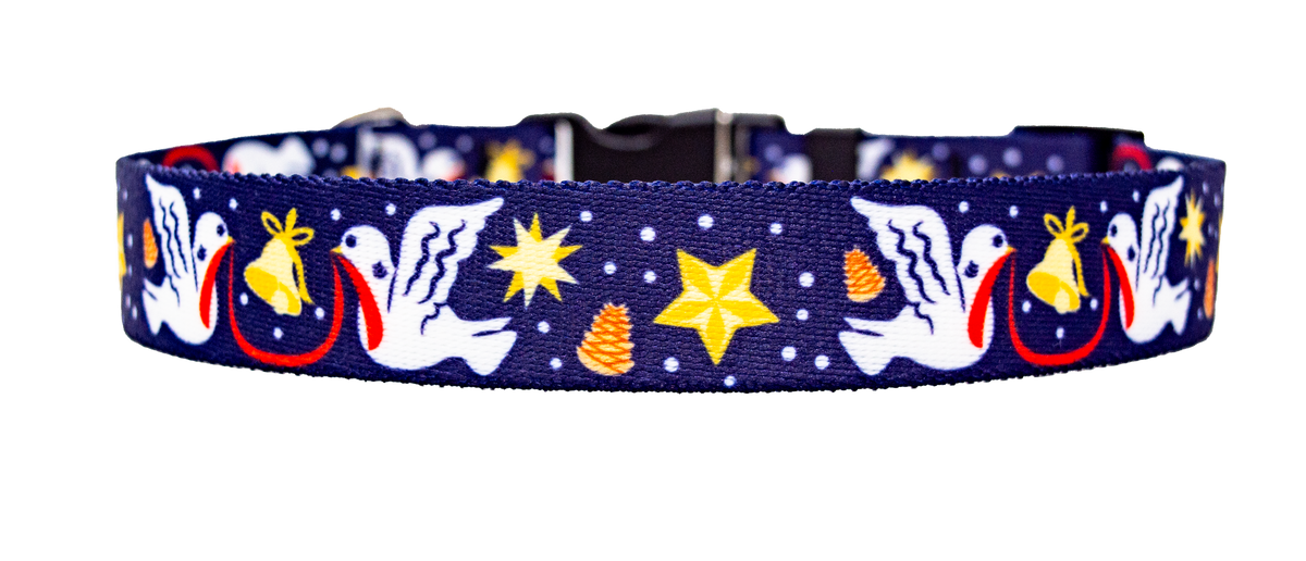 Christmas Doves Dog Collar