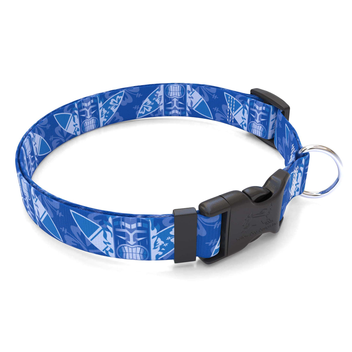 Flaming Tiki Blue Dog Collar