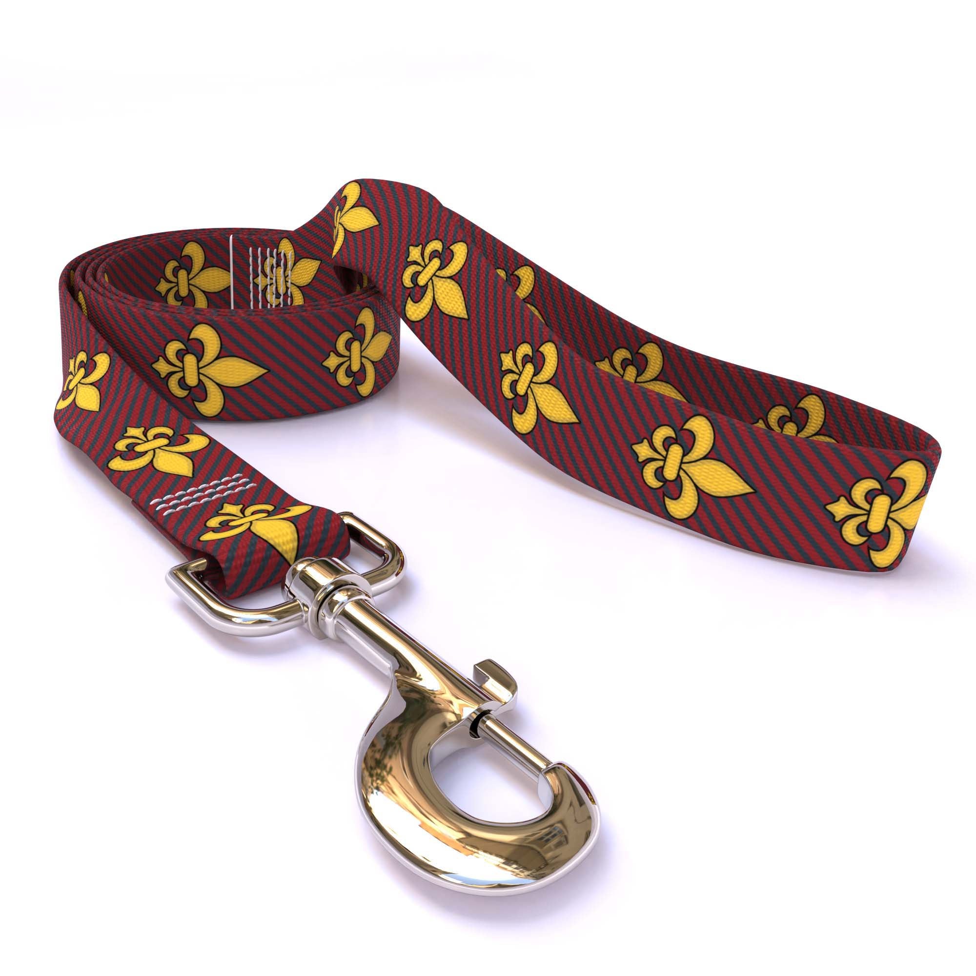 Fleur de Lis Red Dog Leash