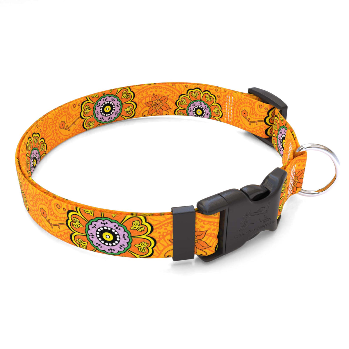 Personalized Folk Flowers Dog Collar