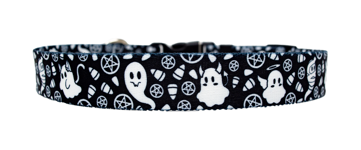 Goth Ghosties Black and White Dog Collar