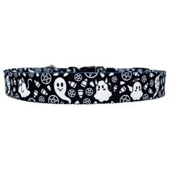 Goth Ghosties Black and White Dog Collar