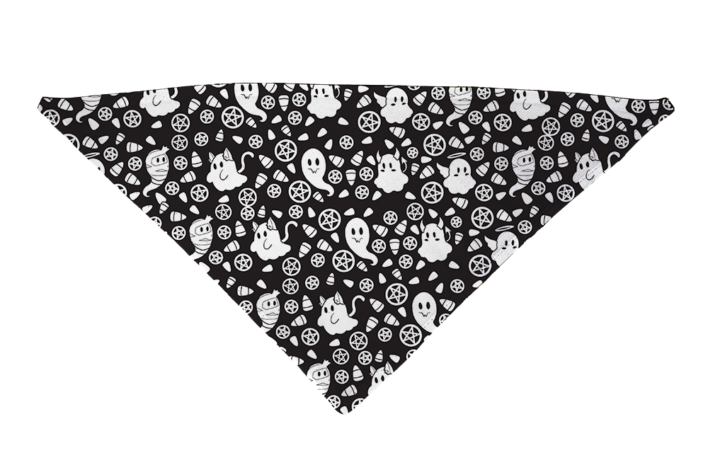 Goth Ghosties Black and White Dog Bandana