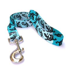 Geckos Teal Dog Leash