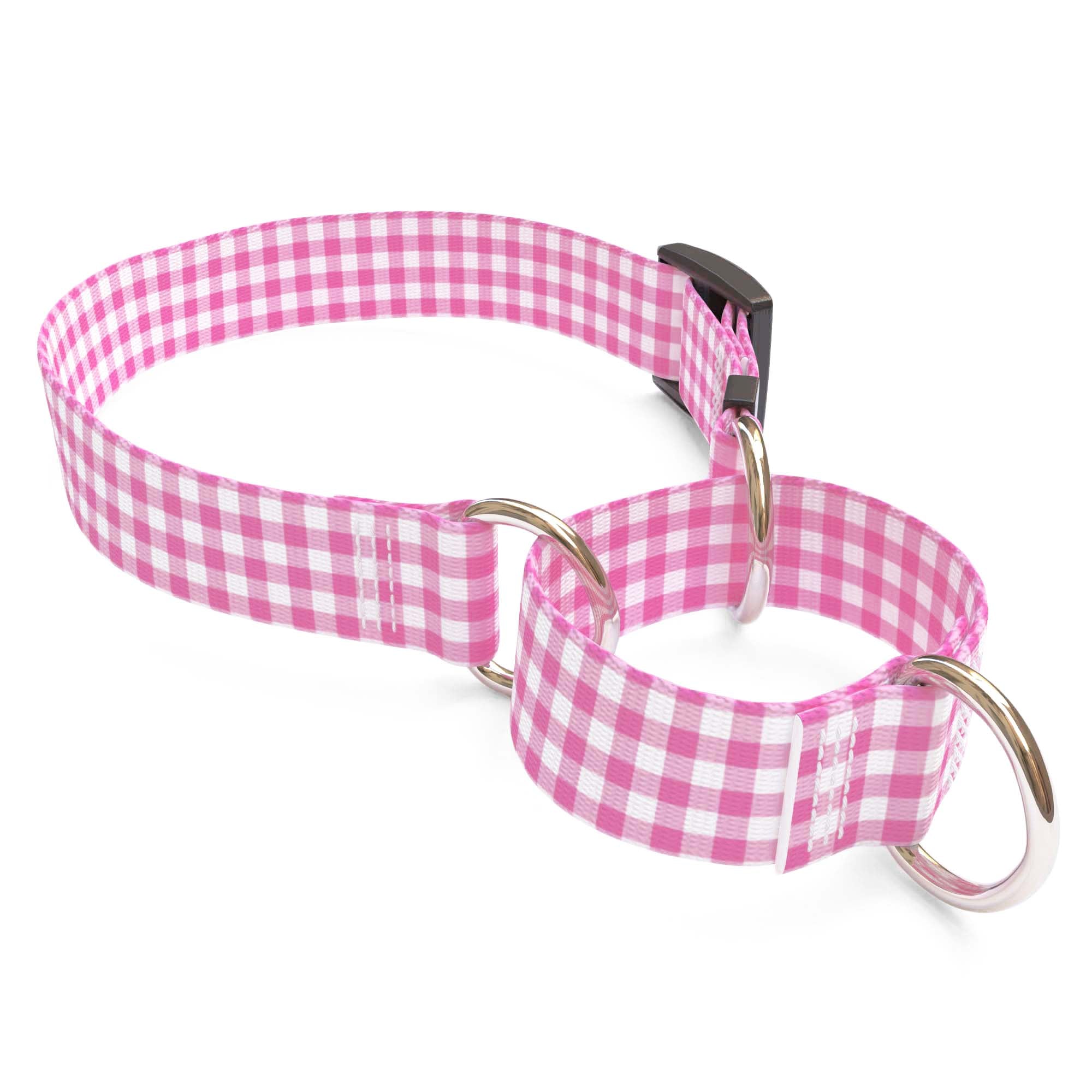 Gingham Pink Dog Collar