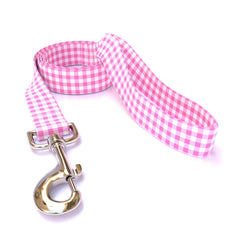 Gingham Pink Dog Leash