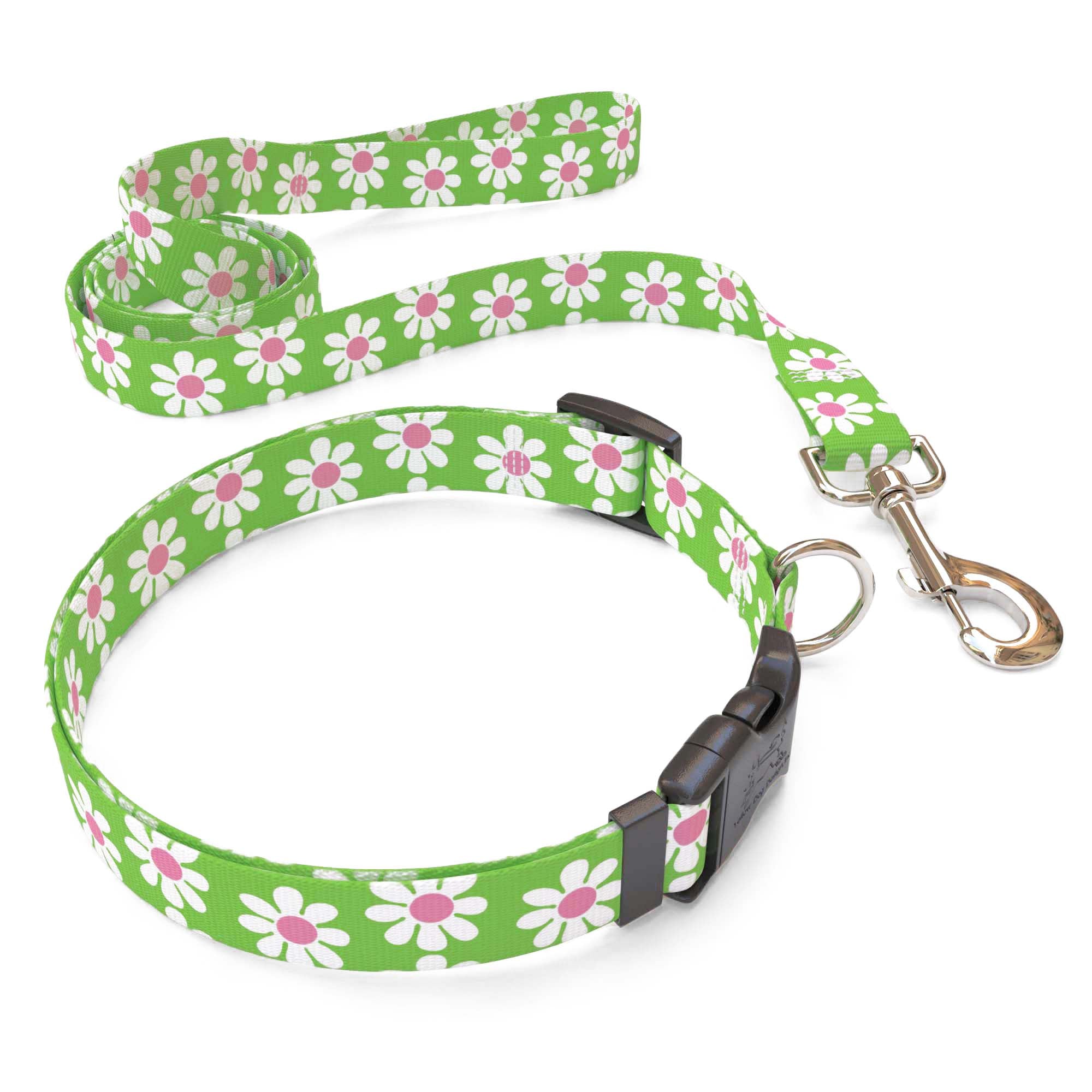 Green Daisy Dog Collar