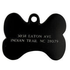 Matte Black Bone Shaped Engraved ID Dog Tag