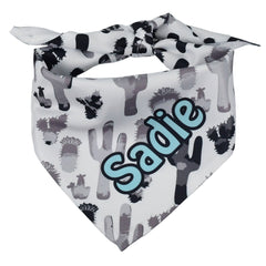 Personalized Grayscale Cacti Dog Bandana