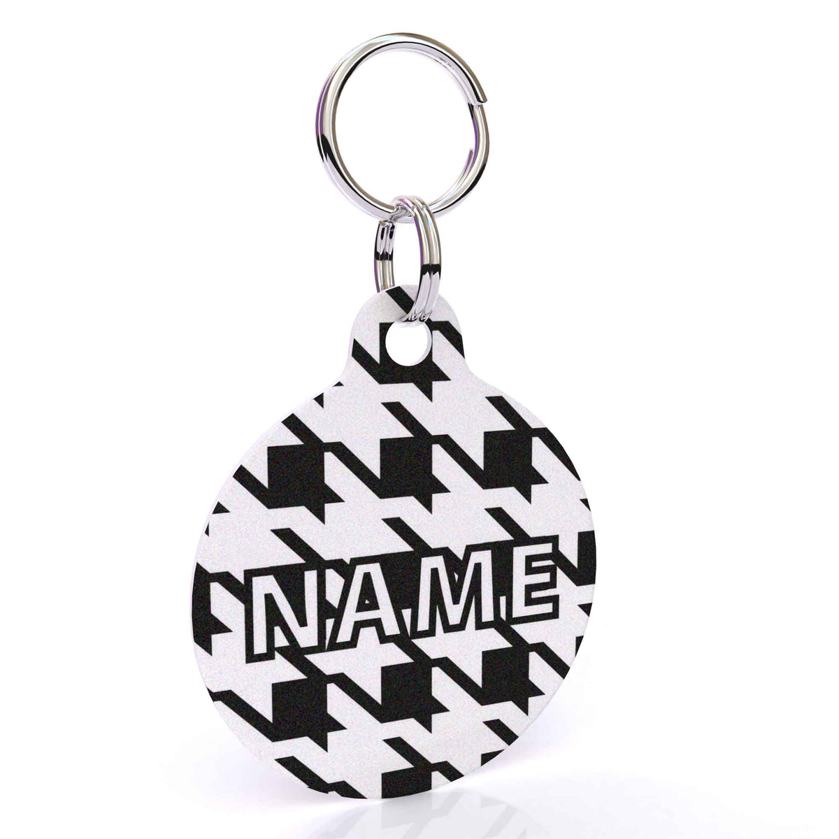 Houndstooth White and Black HD Dog ID Tag