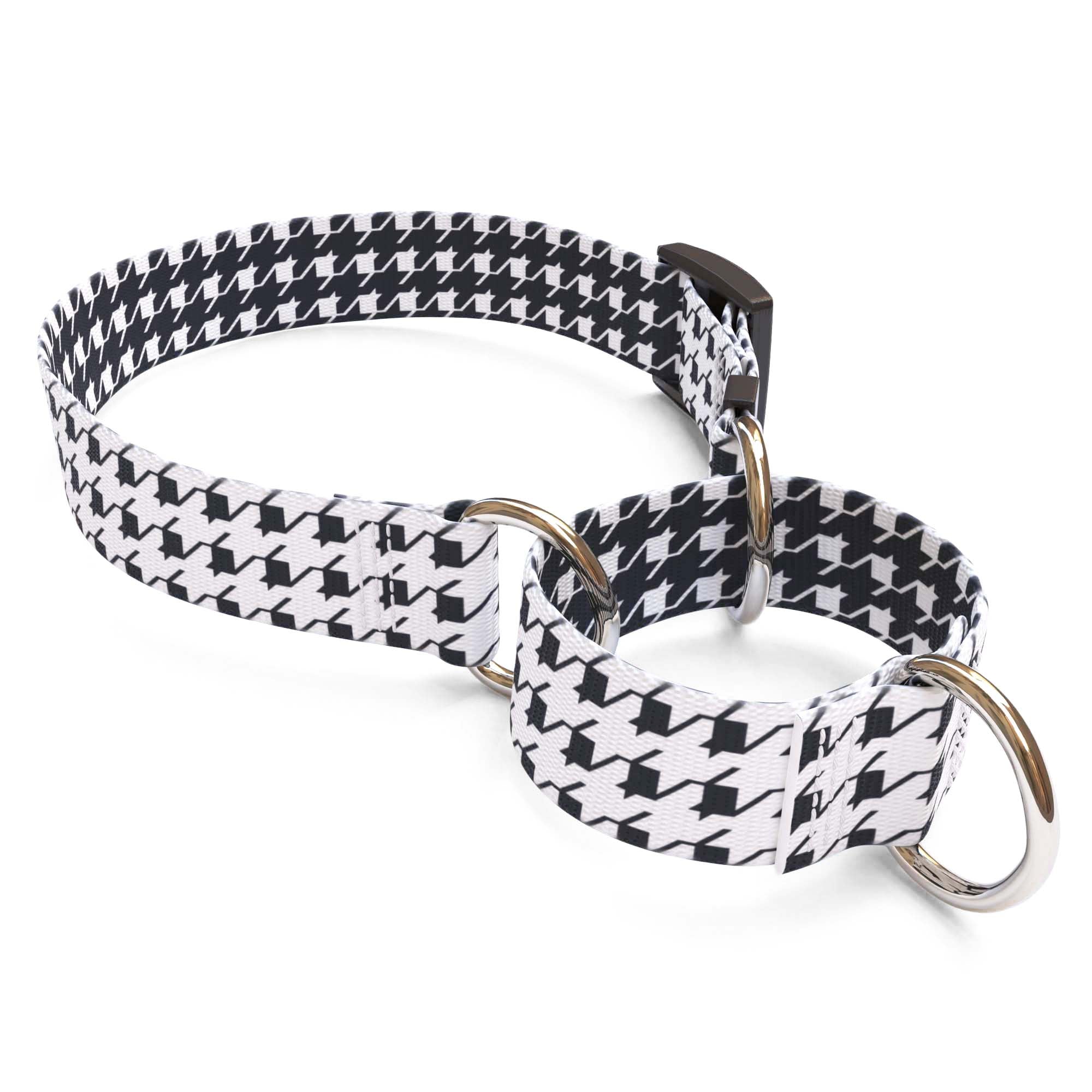 Houndstooth White and Black Dog Collar