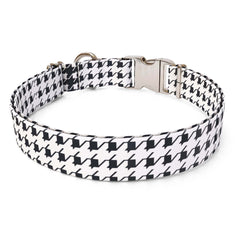 Houndstooth White and Black Dog Collar