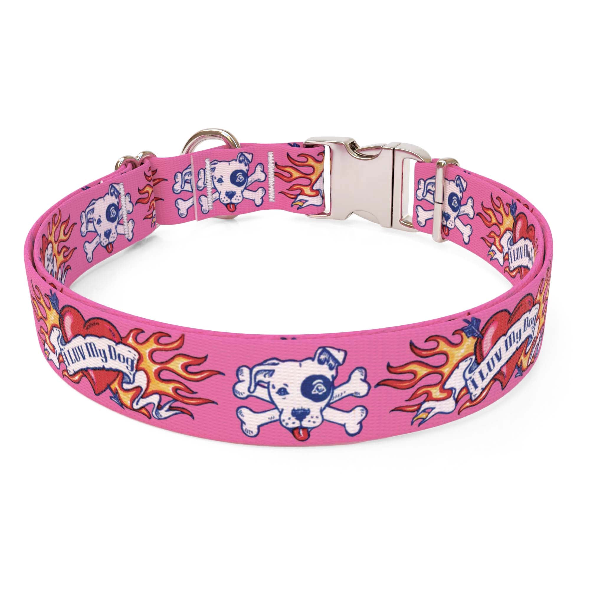 I Luv My Dog Pink Dog Collar