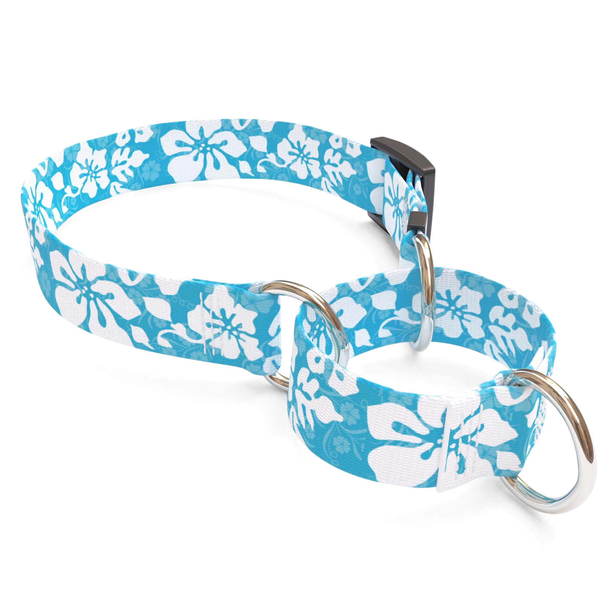 Island Floral Blue Dog Collar