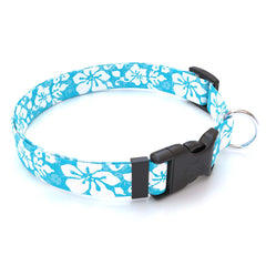 Personalized Island Floral Blue Dog Collar