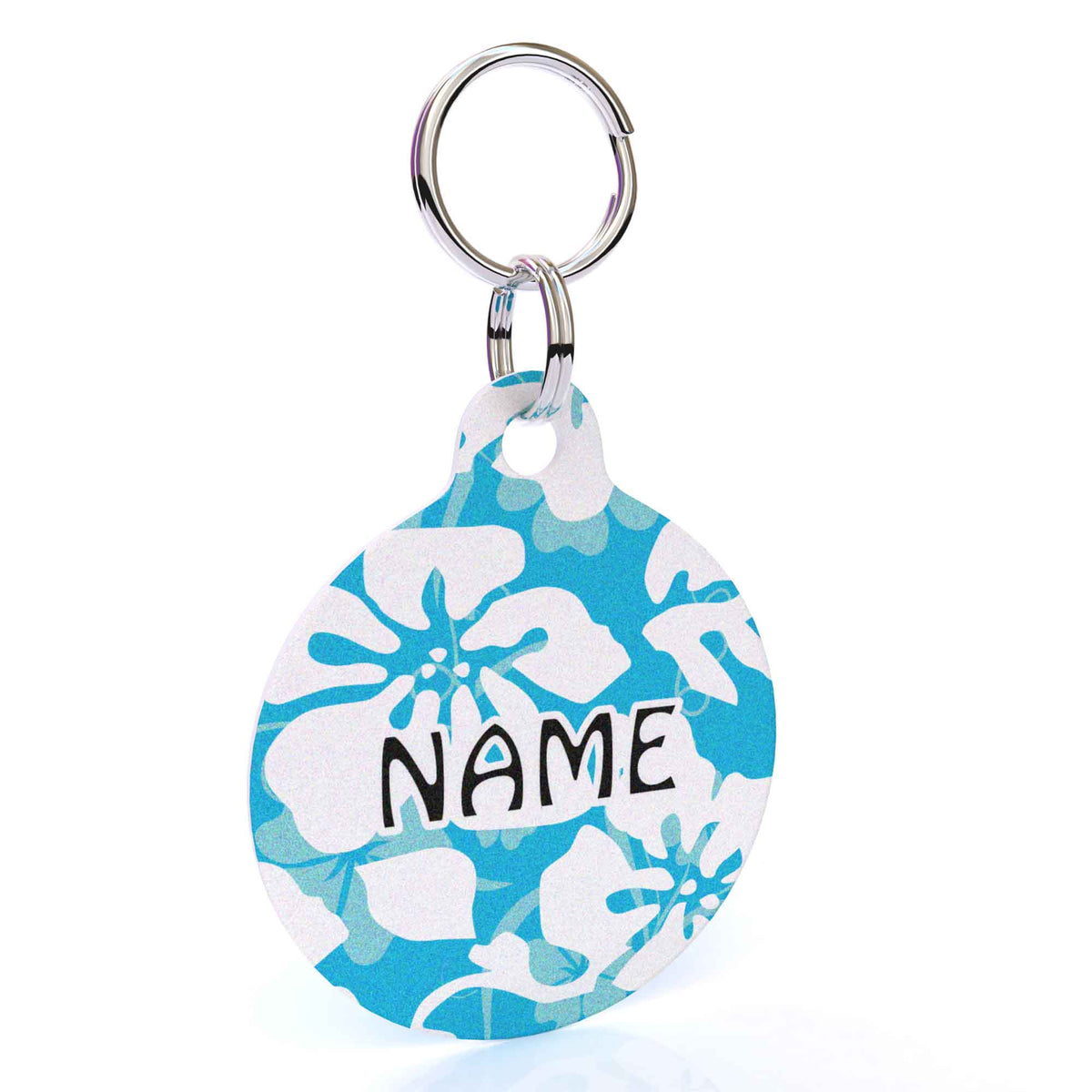 Island Floral Blue HD Dog ID Tag