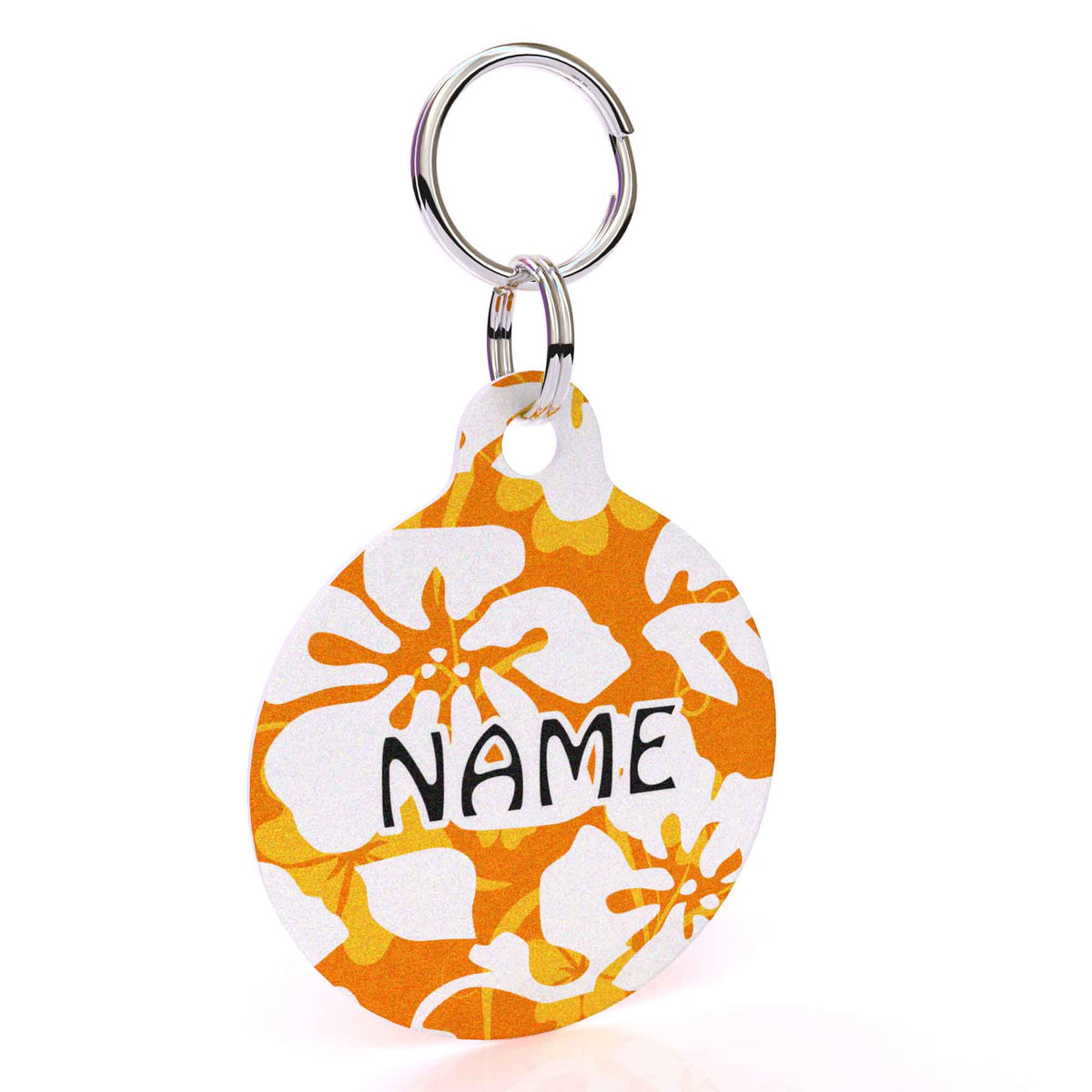 Island Floral Orange HD Dog ID Tag