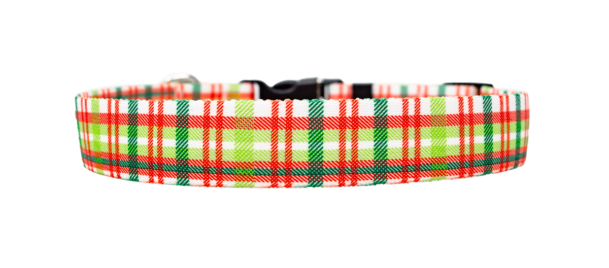 Light Christmas Plaid Dog Collar